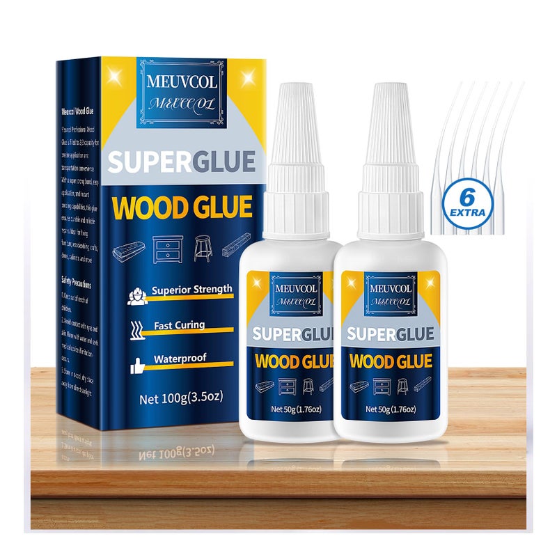 Meuvcol Extra Strong Wood Glue - 100g Fast Drying Super Glue for Heavy Duty Furniture & Garden, Clear, DIY & Crafts - Image 1